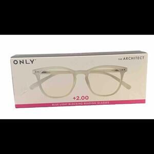 ONLY Eyewear ARCHITECT +2.00 Blue Light Blocking Reading Glasses CLEAR Frames